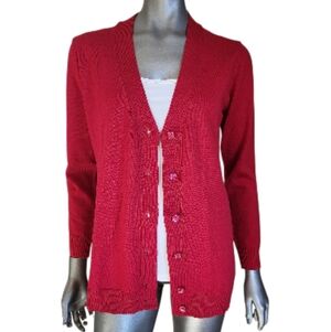 261. NWT Luigi Baldo Women's Red Cardigan Sweater - Size Large